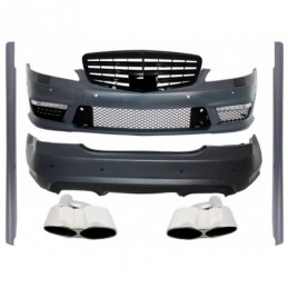 Body Kit suitable for Mercedes S-Class W221 (2005-2011) with Front Grille Piano Black and Exhaust Muffler Tips, Nouveaux produit