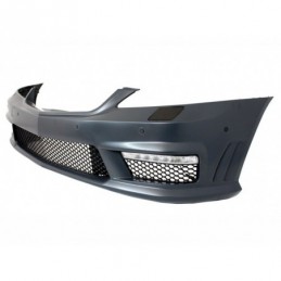 Body Kit LWB suitable for Mercedes S-Class W221 (2005-2011) with Central Grille Piano Black and Exhaust Muffler Tips Tail Pipes,