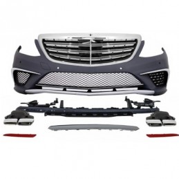 Body Kit suitable for Mercedes S-Class W222 Sport Line Package (2013-06.2017) S63 Design With Central Grille Chrome, Nouveaux pr