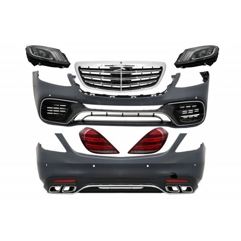 Body Kit suitable for MERCEDES S-Class W222 Facelift (2013-06.2017) S63 Design with Headlights and Taillights Full LED, Nouveaux