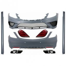 Body Kit with Full LED Taillights and Exhaust Muffler Tips Black suitable for Mercedes S-Class W222 (2013-06.2017) S63 Design, N