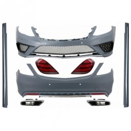 Body Kit with Full LED Taillights and Exhaust Muffler Tips Chrome suitable for Mercedes S-Class W222 (2013-06.2017) S63 Design, 