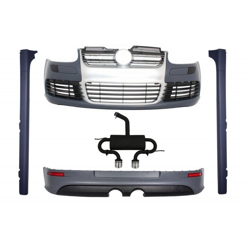 Body Kit suitable for VW Golf 5 V (2003-2007) R32 Brushed Aluminium Look Grille With Complete Exhaust System, Nouveaux produits 