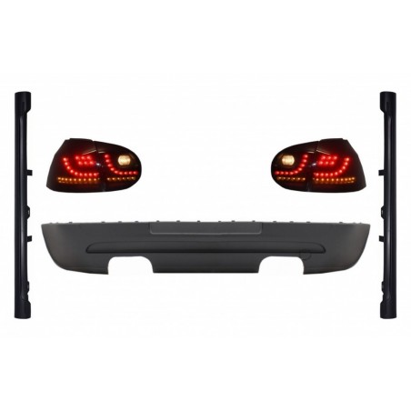 Rear Bumper Extension Twin Outlet with Taillight LED Smoke Black and Side Skirts suitable for VW Golf 5 V (2003-2007) GTI Design