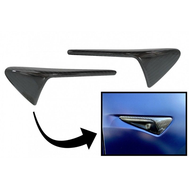 Turn Signal Covers Side Markers suitable for Tesla Model 3 Y S X (10.2016-up) with AutoPilot 2 or greater Real Carbon Fiber, No
