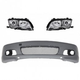 Front Bumper M-tech II Design without Fog Lights Angel Eyes Headlights suitable for BMW 3 Series E46 Coupe Cabrio 1992-2002, Nou