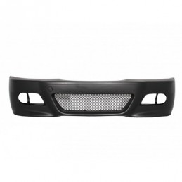 Front Bumper with Fog lights suitable for BMW E46 (98-04) M3 Look and Central Kidney Grilles Double Stripe M Design Piano Black,