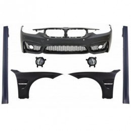 Kit Front Bumper with Fog Light and Front Fenders suitable for BMW 3 Series F30 F31 Non LCI & LCI (2011-2018) Sport EVO Design,