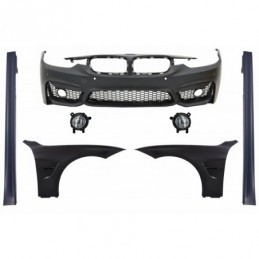 Kit Front Bumper with Fog Light and Front Fenders suitable for BMW 3 Series F30 F31 Non LCI & LCI (2011-2018) Sport EVO Design,