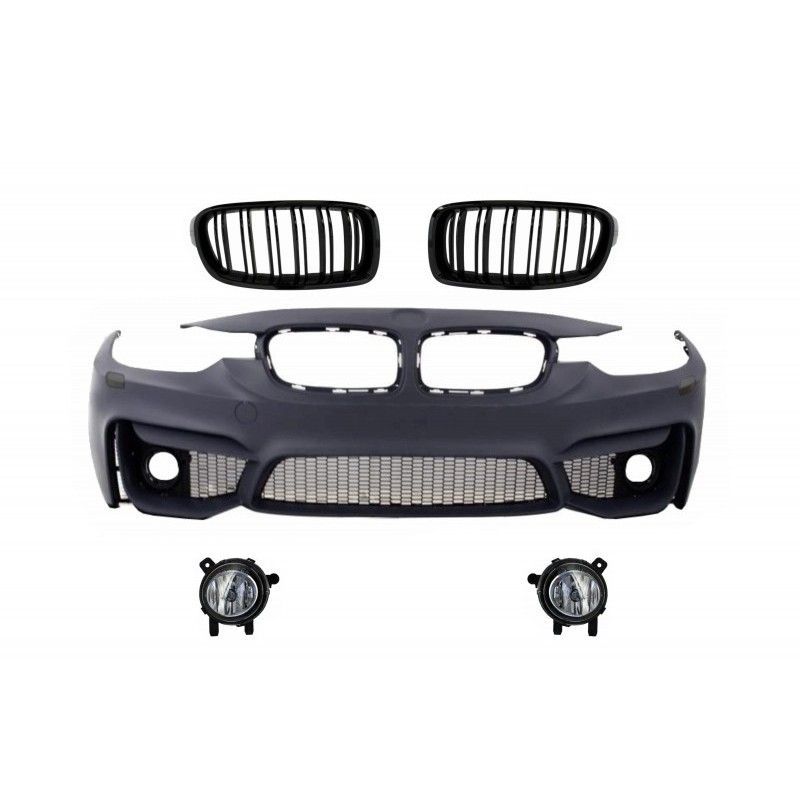 Front Bumper suitable for BMW 3 Series F30 F31 (2011-up) with Fog Lamps and Kidney Grilles Double Stripe M3 Design, Nouveaux pro