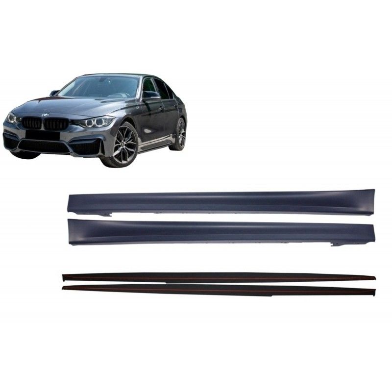 Side Skirts with Add-on Lip Extensions suitable for BMW 3 Series F30 F31 Sedan Touring (2011-2018) M Performance Design, Nouveau
