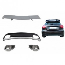 Rear Diffuser with Exhaust Tips Tailpipe & Trunk Spoiler for MERCEDES A-Class W176 (2012-2018) Sport Pack, Nouveaux produits kit