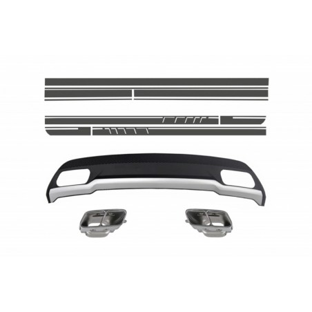 Air Diffuser with Exhaust Tips and Stickers Grey for MERCEDES A-Class W176 (2012-2018) Sport Pack, Nouveaux produits kitt