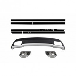 Air Diffuser with Exhaust Tips and Stickers Black for Mercedes A-Class W176 (2012-2018) Sport Pack, Nouveaux produits kitt