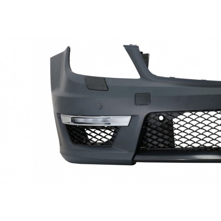 Front Bumper suitable for Mercedes C-Class W204 (2012-2014) C63 Facelift Design with DECTANE Headlights DRL Black Assembly, Nouv