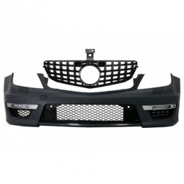 Front Bumper suitable for Mercedes C-Class W204 (2012-up) C63 Facelift Design with Front Grille GT-R Panamericana Look Black, No