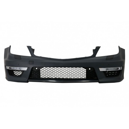 Front Bumper suitable for Mercedes C-Class W204 (2012-up) C63 Facelift Design with Front Grille GT-R Panamericana Look Black, No