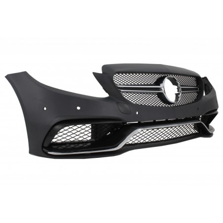 Front Bumper with Diffuser and Black Tips suitable for MERCEDES C-Class W205 S205 (2014-2020) Only for AMG Sport Line, Nouveaux 