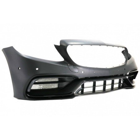 Front Bumper with Diffuser and Black Tips suitable for Mercedes C-Class W205 S205 AMG Sport Line (2014-2020) C63S Design, Nouvea