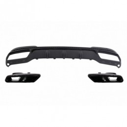 Rear Diffuser with Exhaust Tips Tailpipe Black suitable for MERCEDES E-Class W212 S212 AMG Sport Line Facelift (2013-2016), Nouv