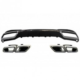 Rear Diffuser with Exhaust Muffler Tips suitable for MERCEDES E-Class W212 S212 Facelift (2013-2016) only Sport package Bumper, 