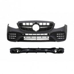 Front Bumper with Rear Diffuser and Exhaust Tips suitable for Mercedes E-Class W213 (2016-2019) E53 Design Black Edition, Nouvea