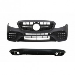 Front Bumper with Diffuser and Exhaust Muffler Tips suitable for Mercedes E-Class C238 A238 (2016-up) E63 Design All Black, Nouv