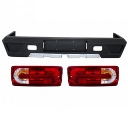 Rear Bumper suitable for Mercedes W463 G-Class (1989-2017) with Taillights Red Clear G63 G65 Design, Nouveaux produits kitt