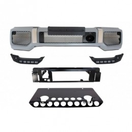 Front Bumper Skid Plate Shiny Black Off Road Spoiler LED DRL Extension suitable for Mercedes G-Class W463 (1989-2016) B-Design, 