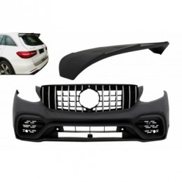 Front Bumper with Rear Roof Spoiler suitable for Mercedes GLC X253 SUV (2015-2019) GLC 63 Design, Nouveaux produits kitt