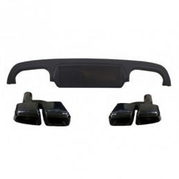 Rear Bumper Diffuser suitable for Mercedes S-Class W221 (2005-2013) Facelift S63 S65 Design with Black Exhaust Muffler Tips, Nou