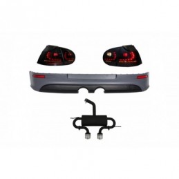 Rear Bumper Extension Complete Exhaust System suitable for VW Golf V 2003-2008 with Taillights Black/Smoke Dynamic R32 Look, Nou