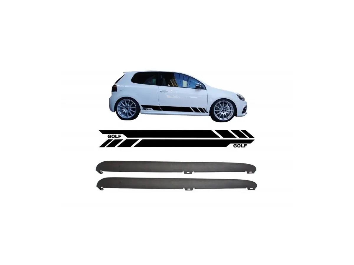 Tuning Side Skirts with Side Decals Sticker Vinyl Black suitable for VW  Golf VI Golf 6 2008-2014 GTI Design KITT