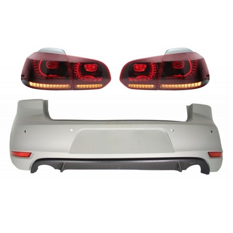 Rear Bumper suitable for VW Golf 6 VI (2008-2012) with Taillights FULL LED Dynamic Sequential Turning Light GTI Design, Nouveaux