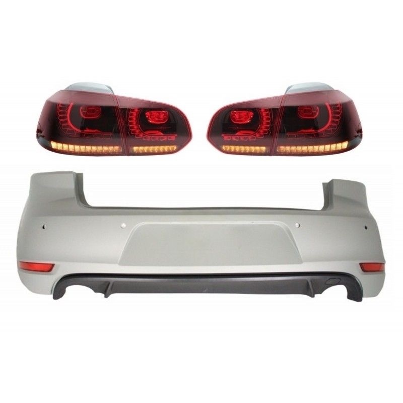 Rear Bumper suitable for VW Golf 6 VI (2008-2012) with Taillights FULL LED Red/Smoke GTI Design, Nouveaux produits kitt