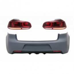 Rear Bumper with Taillights Full LED suitable for VW Golf VI (2008-2013) R20 Design Cherry Red (LHD and RHD), Nouveaux produits 