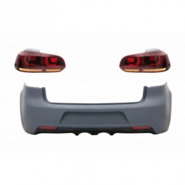 Rear Bumper and Taillights Full LED Turning Light Static Red/Smoke suitable for VW Golf VI (2008-2013) R20 Design, Nouveaux prod