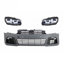 Front Bumper with Headlights LED Flowing Turning Light Chrome suitable for VW Golf VI 6 MK6 (2008-2013) R20 Design With PDC, Nou