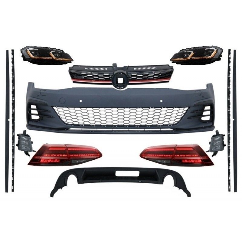 Complete Body Kit with Headlights Bi-Xenon and Taillights LED suitable for VW Golf 7.5 VII Facelift (2017-up) GTI Design, Nouvea