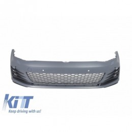 Front Bumper suitable for VW Golf VII Golf 7 2013-up GTI Look with Headlights 3D LED DLR RED FLOWING Turn Light and Grille, Nou