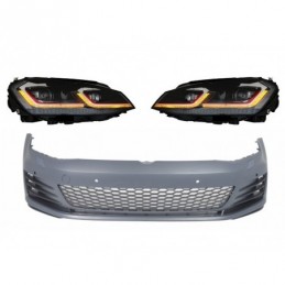 Front Bumper suitable for VW Golf VII 7 5G (2013-2017) with LED Headlights G7.5 GTI Look with Sequential Dynamic Turning Lights,