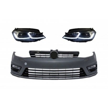 Front Bumper and LED Headlights with Sequential Dynamic Turning Lights suitable for VW Golf VII 7 (2013-2017) R-Line Look, Nouve
