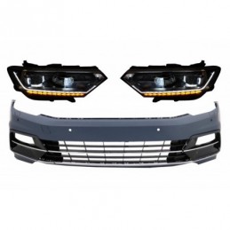 Front Bumper suitable for VW Passat B8 3G (2015-2018) R-Line with Headlights LED Matrix with Sequential Dynamic Turning Lights, 