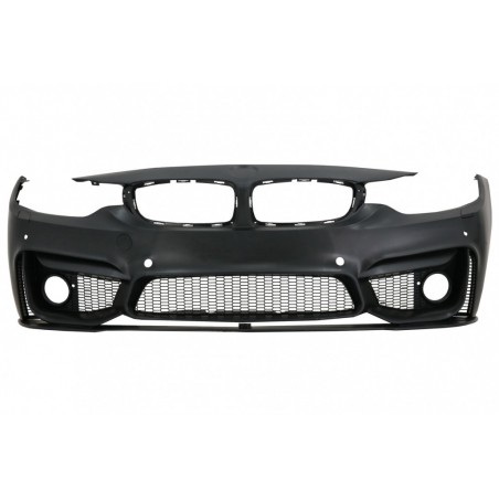Front Bumper with Grilles Piano Black suitable for BMW 4 Series F32 Coupe F33 Convertible F36 Gran Coupe (2013-2017) M4 Design, 