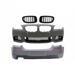Front Bumper and Rear Bumper with Central Grilles Kidney suitable for BMW 5 Series F10 (2011-2013) M-Technik Design, Nouveaux pr