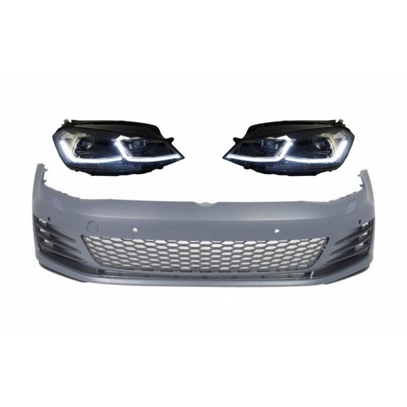 Front Bumper with LED Headlights Sequential Dynamic Turning Lights suitable for VW Golf VII 7 5G (2013-2017) GTI Look, Nouveaux 