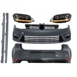Complete Body Kit suitable for VW Golf 7 VII 2012-2017 R-line Look with Headlights 3D LED DRL Turning Lights Silver, Nouveaux p