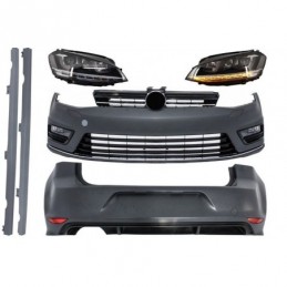 Complete Body Kit suitable for VW Golf 7 VII 2012-2017 R-line Look with Headlights 3D LED DRL Turning Lights Silver, Nouveaux p