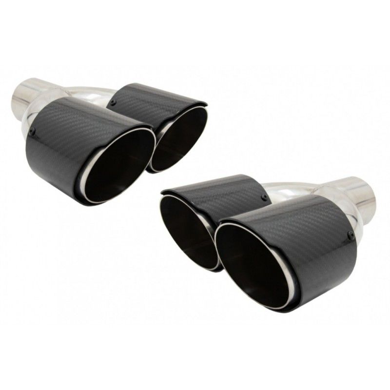 Universal Carbon Fiber Exhaust Muffler Tips Polished Look Inlet 6.1cm, Accessoires