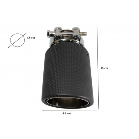 Universal Exhaust Muffler Tip Carbon Fiber Matte Finish Inlet 6.8cm / 2.67inch, Accessoires